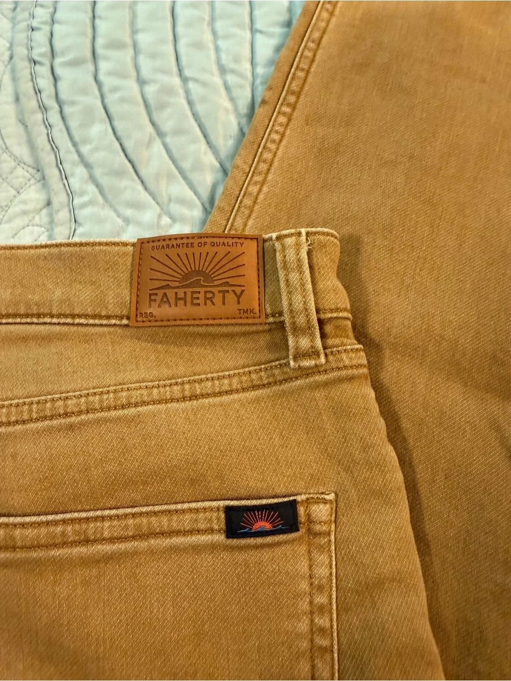 Faherty Stretch Terry 5-Pocket Pants Men’s 31x32 Camel Slim Straight
